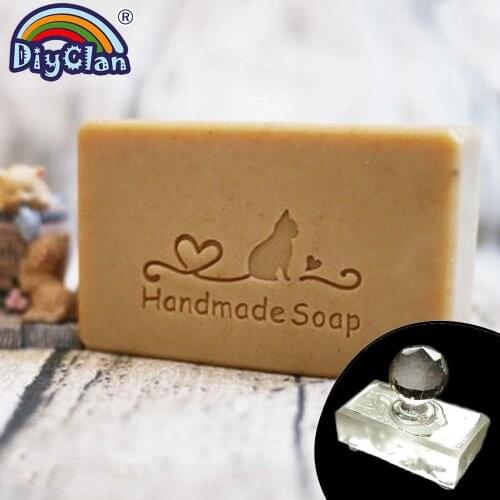 Cat Heart Pattern Handmade Soap Making Stamp Mold Clear Diy Soap Seal With Handle Transparent Acrylic Chapters Custom