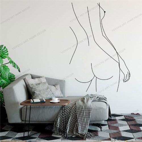 Naked Line Draw Art Wall Sticker For Home Decor Living Room Fashion Wall Decals Valentines Removable Murals Wallpoof CX1464