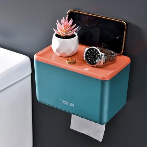 Bathroom Kitchen Bedroom Tissue Box Toilet Paper Holder Paper Dispenser Wall Mounted Roll Paper Storage Box Free Punching