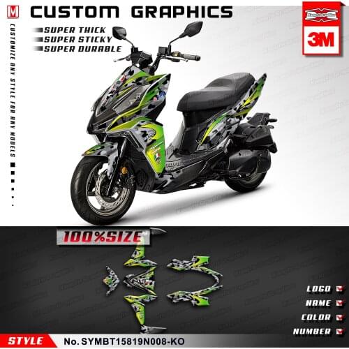 KUNGFU GRAPHICS Custom Stickers Scooter Bike Décor Full Adhesives for SYM DRG BT 158 2019 2020, Green Gray