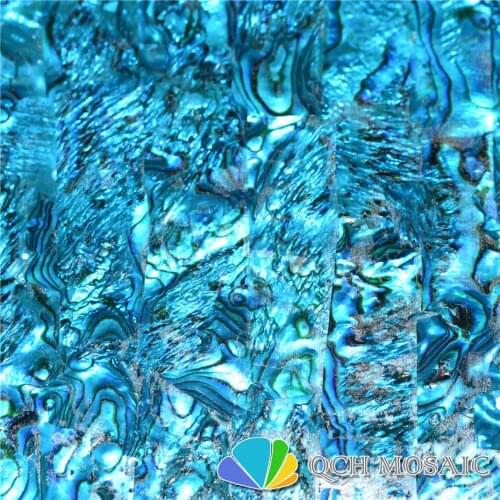 Dyed blue New Zealand paua abalone shell laminate sheet for musical instrument and wood inlay qch28