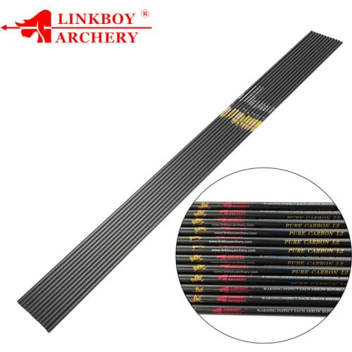 Linkboy Archery Pure Carbon Arrows Shaft Spine400-1000 ID4.2/6.2mm Recurve Bow and Arrows Hunting Shooting 12PCS/a Lot