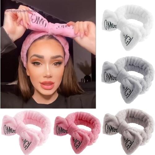 Girls Cute Cat Ears Headbands Women Coral Fleece Makeup Face Washing Headband Headwrap Elastic Hairband Turban Hair Accessories