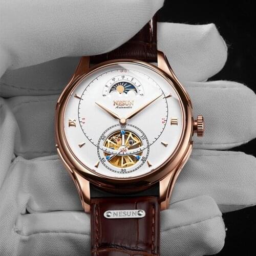 NESUN Mens Automatic Mechanical Watch Waterproof Luxury Sports Watches Fashion Brand Skeleton Men Watch Montre Homme Erkek Saat