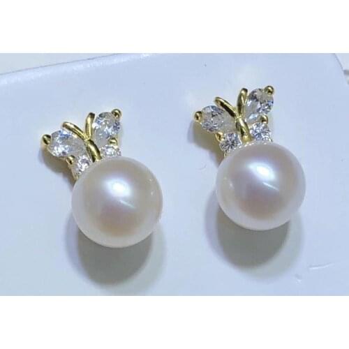 New Butterfly 925 Sterling Silver Earrings Findings Mountings Settings Jewelry Parts Fittings for Pearls Coral Jade Agate Stones