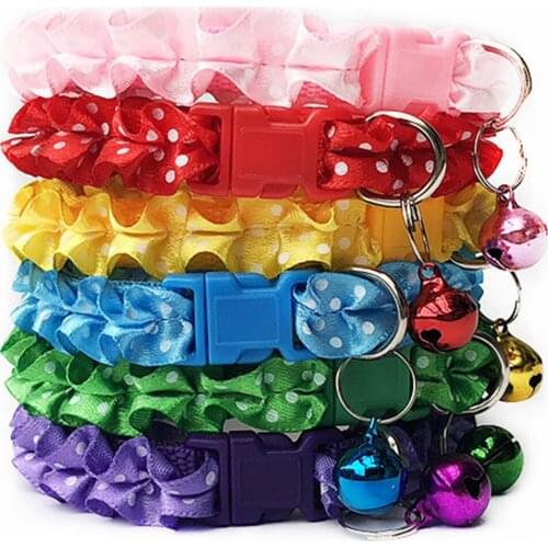 New Lace Adjustable Pet Dog Collar With Bell Fashion Collar Necklace For Cats Dogs Pet Supplies 20cm Long - 34cm Long, 1 Piece