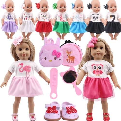 Clothes For Doll Reborn Cute Animal pattern Dress For 18 Inch American&43CM Baby New Born Doll ,Girls Russia Doll DIY Gifts Toy