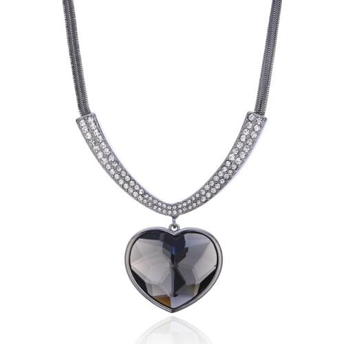 Clear Crystal Big Heart Pendant Necklaces Statement Chokers Necklaces Jewelry For Women Fashion Wedding Jewelry Gifts