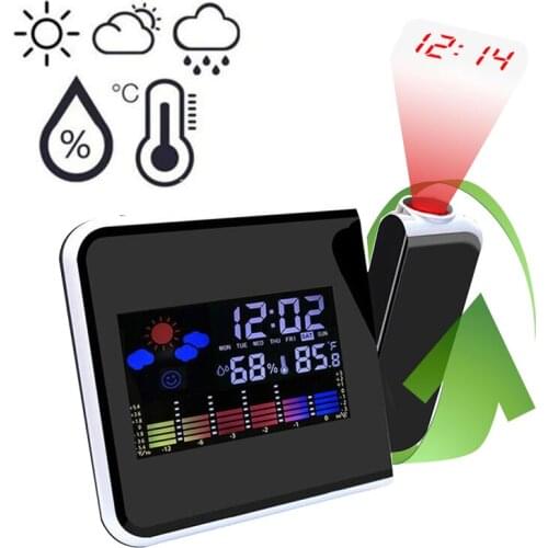 2021 Projection Alarm Clock Digital Date Snooze Function Backlight Projector Calendar Desk Table Led Clock With Time Projection