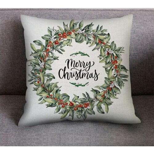 Christmas Cotton Linen Throw Pillow Case Cushion Cover Home Sofa Decor One Piece 2020 Christmas Gift Wholesale Funda de almohada