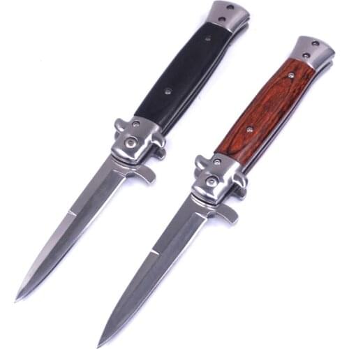 Folding Pocket Knife Survival Tactical Knife 440 Steel Wood Handle Combat utility Camping Hunting Knives Outdoor EDC Multi Tools
