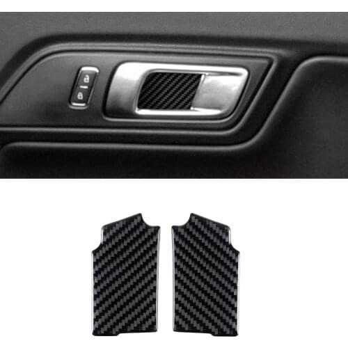 Compatible with Sticker Carbon Fiber Door Handle Trim Cover Accessories for Ford Mustang 2015 2016 2017 2018 2019 2020