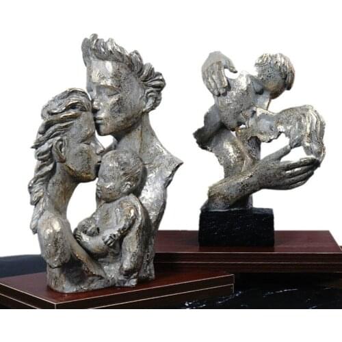 Resina famiglia coppia amante statue figura testa scultura figurine interni moderni scrivania decorazione interno Loft regalo