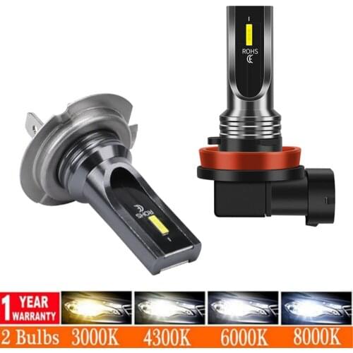 2Pcs 12V 24V CSP Mini H7 H4 H11 H1 H3 LED Lamps For Cars Headlight Bulbs 20000LM Auto Fog Lights 6000K 8000K Car Accessories