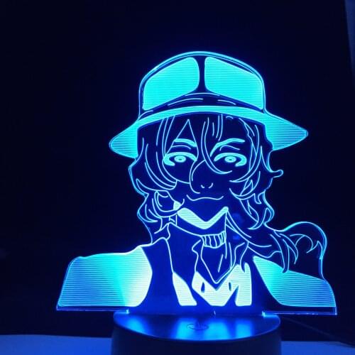 Bungo Stray Dogs Led Night Light Nakahara Chuuya For Bedroom Decor Gift Colorful Nightlight Anime Waifu 3d Lamp Nakahara Chuuya