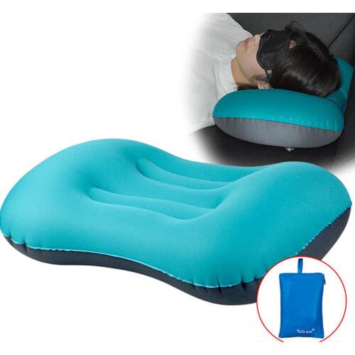 Convenient Ultralight Inflatable TPU Polyester Air Pillow Sleep Cushion Travel Bedroom Hiking Beach Car Plane Head Rest Support