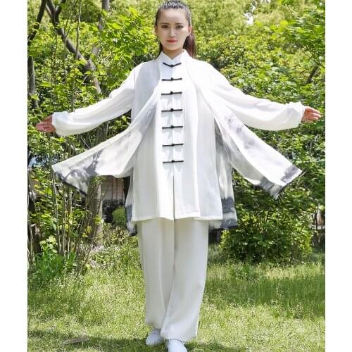 High quality Ink Tai Chi suit taiji kung fu martial arts performance uniforms printing Nanquan competition clothing
