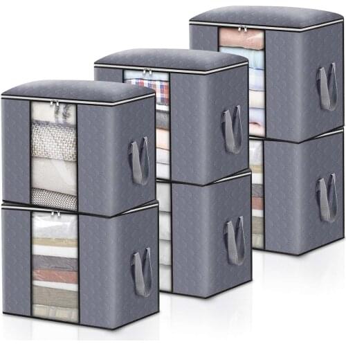 Zipper Clothes Quilt Storage Boxes Organizer Box Dustproof Storage Bags Sorting Pouches Clothes Closet Container Home 6Packs