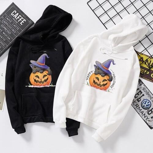 Womens Sweatshirt Autumn Winter Hoodie for Female Jack Halloween Pumpkin Print Streetwear Pullovers Slim Hip Hop Hoody Tops