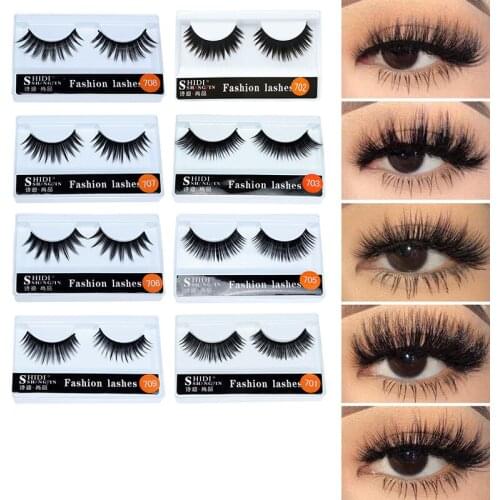 1 Pair False Eyelashes Plastic Black Stems Eyelashes Natural Curling Thick Exaggerated Stage Cosmetics Makeup Tools TSLM1