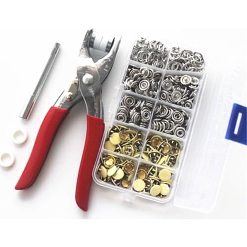 1 PC. pliers tool +100 sets for 10mm solidmetal prong snap Buttons Clamps Press rivets Poppers childrens sliders buckle+1 boxex