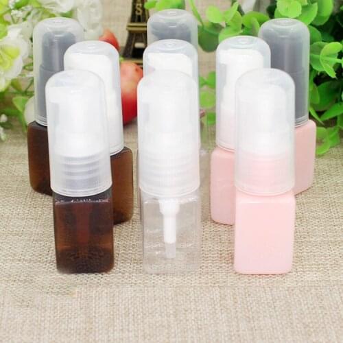 10/50/100pcs 10ml DIY plastic PET Square Lotion Emulsion Press Pump Head Bottle Travel Sample Sack Trial Sub bottling container