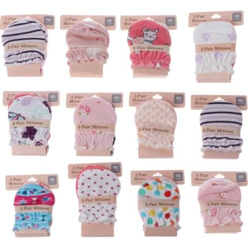 2Pairs Fashion Baby Anti Scratching Gloves Newborn Protection Face Cotton Scratch Mittens