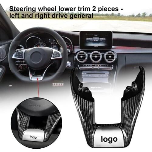 2Pcs Wheel Trim Cover U Shape Anti-rust Anti-peel Carbon Fiber Steering Wheel Low Cover for Mercedes-Benz AMG W205 2015-2020
