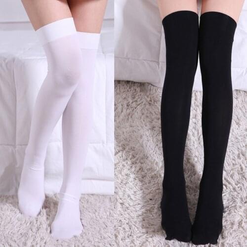 3 Pairs Thigh High Stockings Over Knee High Socks Girls Womens Solid Sexy Socks Black White Japanese Socks