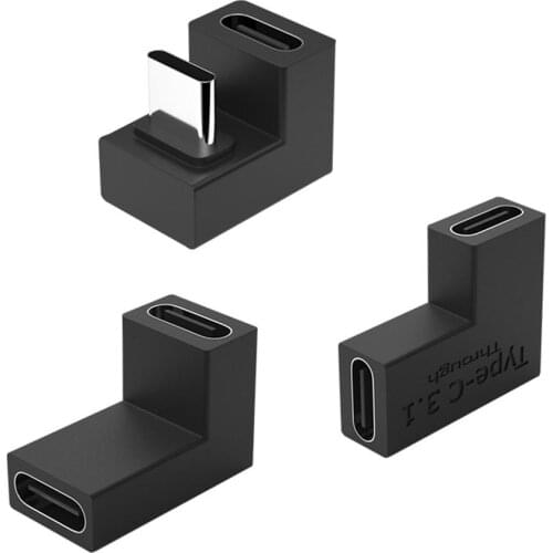 3pcs Right Angle 100W 10Gbp/s Usb C To Type C Adapter Fast Charging Usb3.1 Converter Cable 90 Degree Elbow Type-C Connector