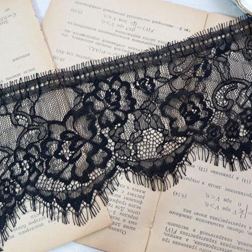 3yard/pcs, 1pcs/pack High Grade 12cm Black and White Eyelash Lace Car Bone Lace Trimming Wedding Dress Accessories X325