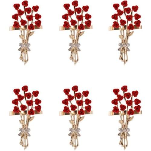 6Pcs Valentines Day Series Rose Flower Napkin Button Napkin Ring Napkin Ring