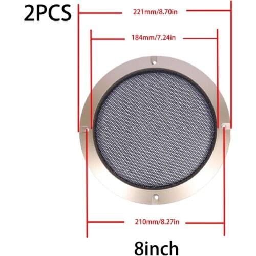 2Pcs For 2"/3"//5"/6.5"/8"/10" inch Speaker Conversion Net Cover Decorative Circle Metal Mesh Grille Golden