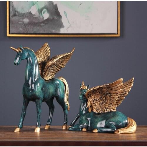 American home decoration Unicorn crafts living room porch office indoor resin horse ornaments