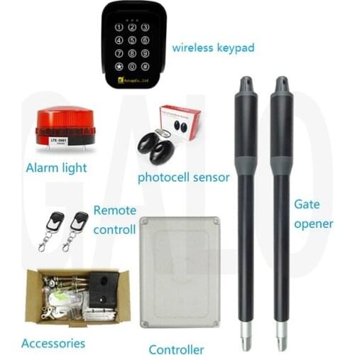 Automatic Remote Control Swing Gate Opener With Photecell Alarm Light Wireless Keypad for Gardening Gate