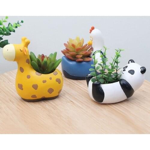 Cartoon Animal Flowerpot Fleshy Flower Pot Decoration Cartoon Figurine Micro Landscape Potted Plant Pot For Home Decoration