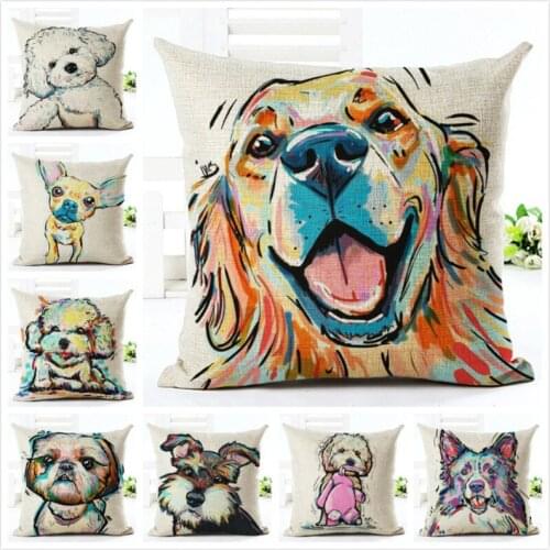 Home textiles Home Supplies Cotton Cushion Pillow Cover Cartoon Cute Puppy Series Pillowcase Pillow not included