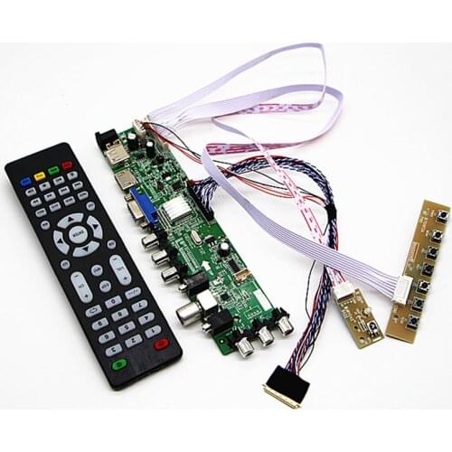 DVB-T2/DVB-T/DVB-C LCD digital TV Driver Controller Board Kit 17.3" N173O6-L02 B173RW01 1600*900 LCD controller board DIY kit