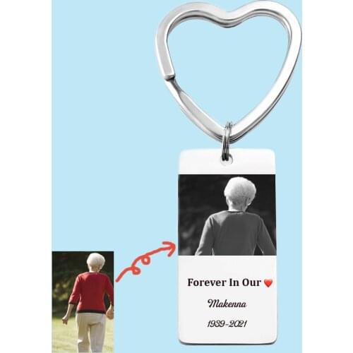Memorial Keychain Your Loved Ones Photo Remembrance In Memory of Keyring Customize Text Loss of Loved One Key Holder Forever