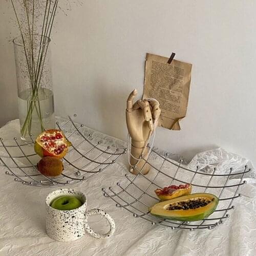 Iron Tray Wegetable And Fruit Decoration Plate Grid tabletop Sundry Storage Tray Home Decoration Simple Advanced Feeling Silver