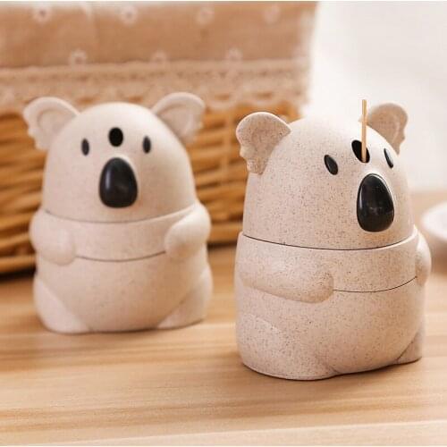 Cartoon Koala Toothpick Holder Manual Press Automatic Toothpick Holder Kitchen Living Room Toothpick Canister