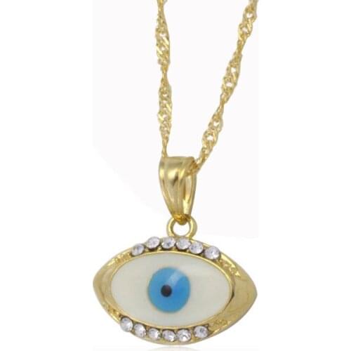 Muslim turkish evil eye crystal pendant & necklace for women & men, Islam copper gift & Jewelry