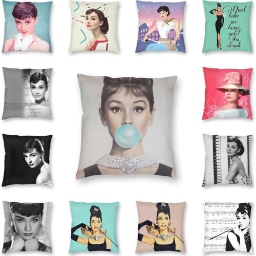 Audrey Hepburn Bubble Gum Cushion Cover 40x40cm Home Decor Printing Throw Pillow Case for Living Room Double Side