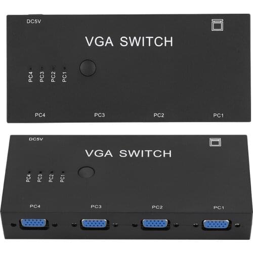 New VGA Splitter 4-In 1-Out Video Converter Switcher Computer Accessory 1920 X 1080 For HD Display Video Converter (Black)