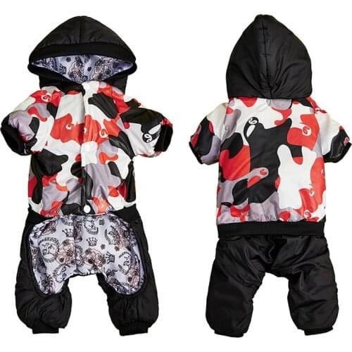 Dog Down Pet Outdoor Walking Clothes Plush Thick Camouflage Four-Legged Coat Winter Warm Puppy Parkas