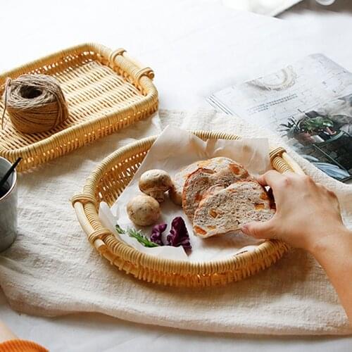 Creative Rattan Storage Basket Fruit Bread Picnic Handmade Container Backery Kitchen Organizer Tools Home Decoration Accessories