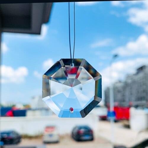 5PC Clear Octagonal Bead Crystal Prism Chandelier with Hole Suncatcher DIY Wedding Curtain Prop Jewelry Necklace Decor Accessory