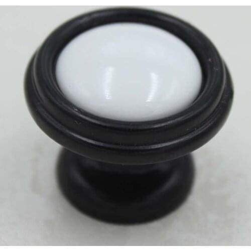 32mm Black Kitchen Cabinet Knobs White Ceramic Drawer Pulls Black White Dresser Wardrobe Handles Pulls Knobs
