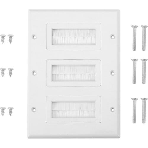 Brush Wall Plate Plastic Anti-Dust Brush Cable Wall Plate Port Insert Cover Outlet Mount Multimedia Panel Dropshipping New