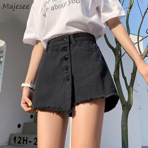 Shorts Women Solid High Waist Casual Denim Sexy Ladies Vintage Loose Harajuku Simple All-match Korean Style Streetwear Retro Ins